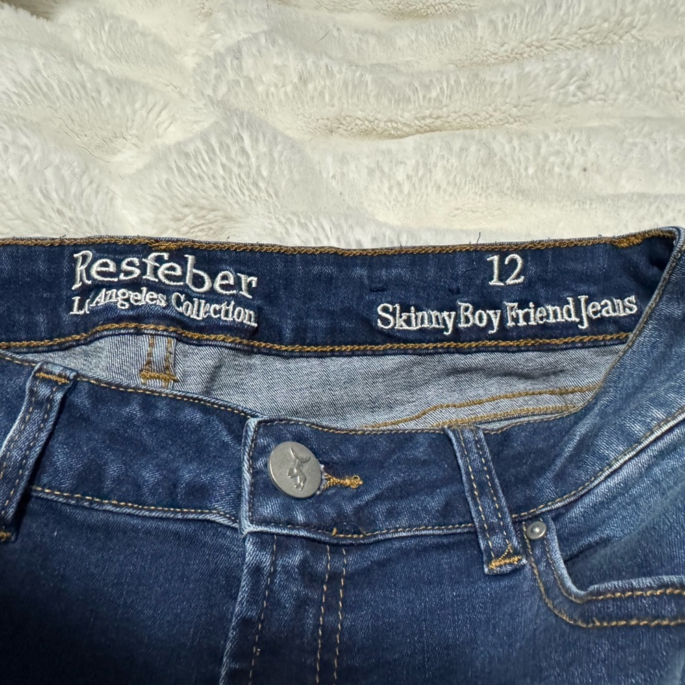 Resfeber Distressed Boyfriend Jeans Rolled Cuff Size 12 - Picture 3 of 5